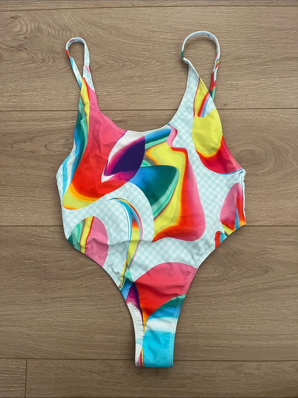 Fabletics Multicolor Swirl One-Piece Low Back Swimsuit